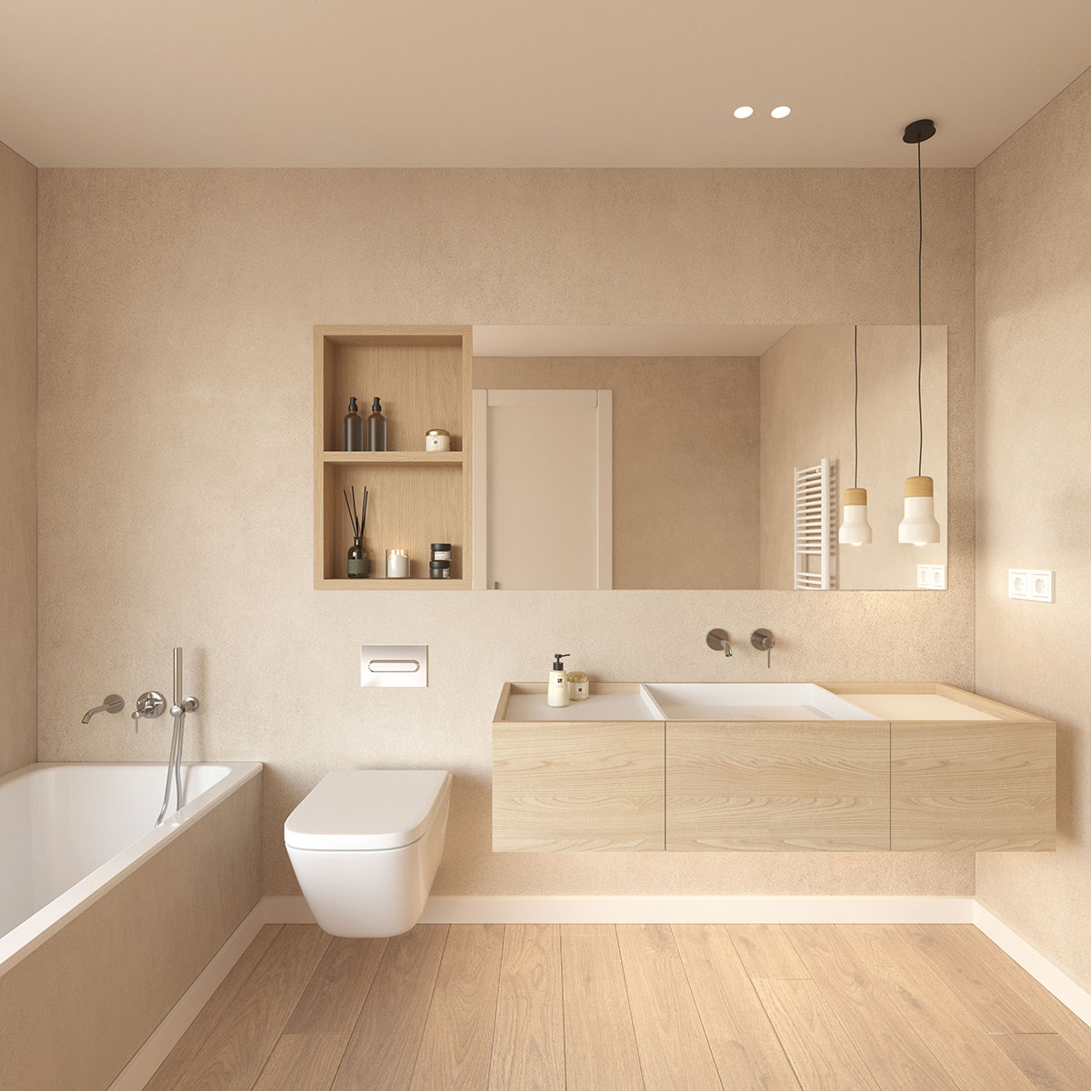 baño madera clara interiorismo vivienda Vilassar de Mar