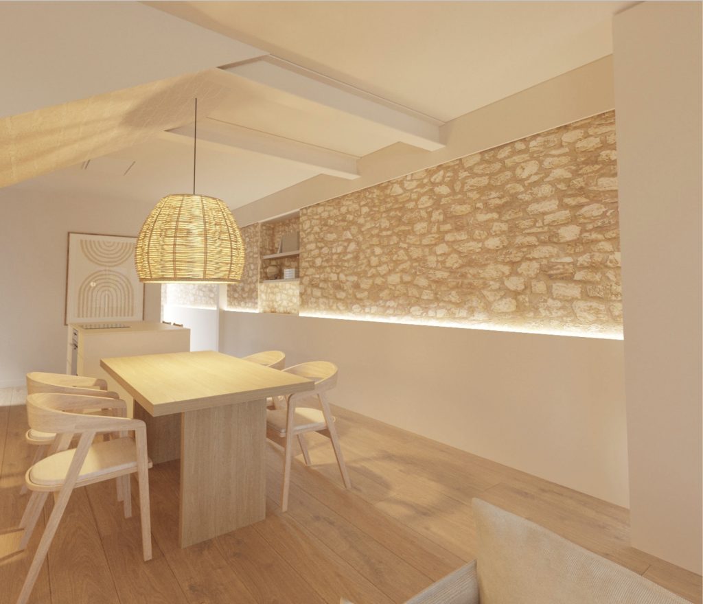 comedor casa de pueblo Premià de Dalt interiorismo mediterráneo