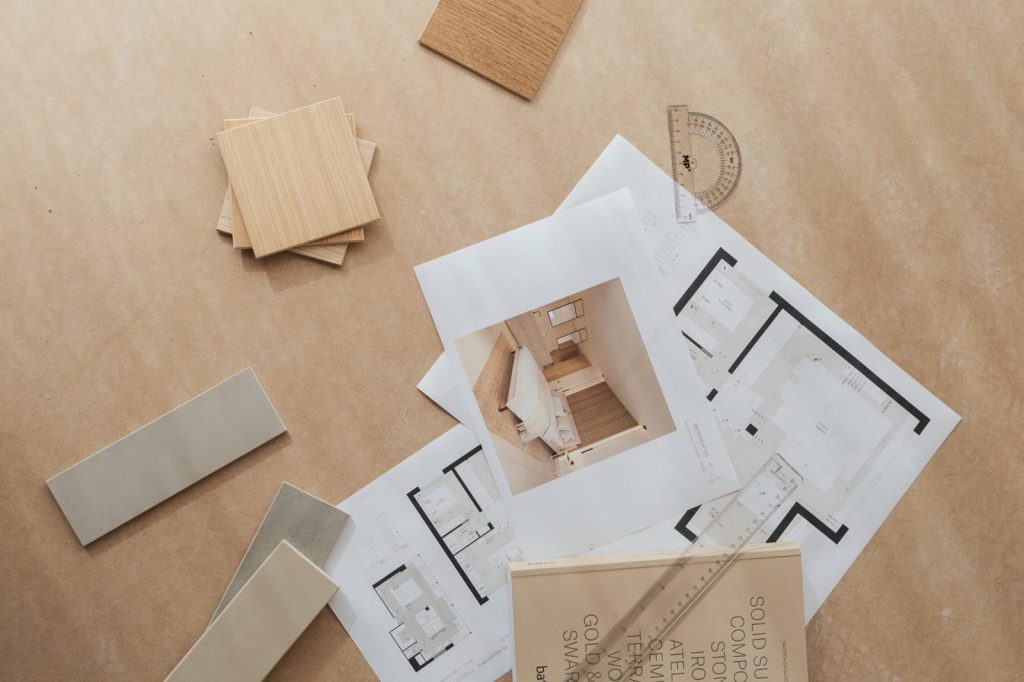 proyecto de interiorismo con planos, materiales y renderizado de dormitorio